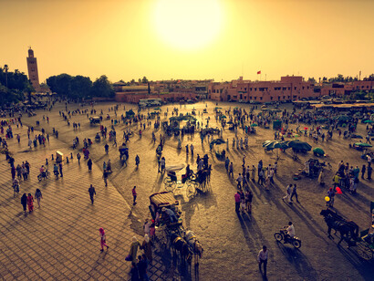 Djamaa El-Fna Square at sunset