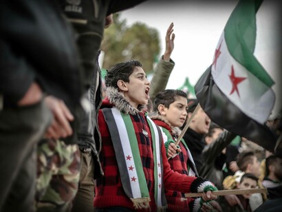 Protesting government in Idlib, Idlib Governorate, Syria