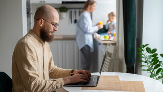 Employees have flexibility in where they work, but still maintain some in-person collaboration