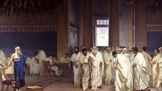 Cesare Maccari, Appius Claudius Caecus in the Senate, Fresco, 1881-1888, Palazzo Madama, Rome, Italy