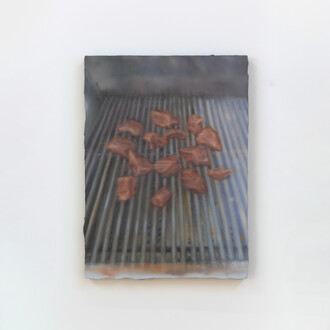 Ella Rose Flood
Steak for Bunny, 2024,
Oil on linen,
22 × 16 inches (55.88 × 40.64 cm),
Courtesy of the artist and Simone Subal Gallery, New York