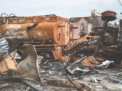 A Ukrainian city devastated by a Russian attack