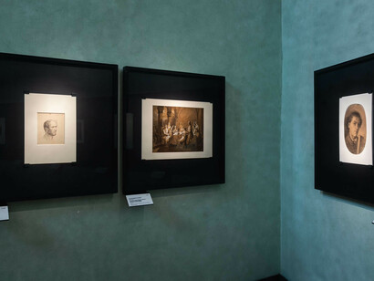 Various artists, Self-portraits on paper by 19th-century masters, exhibition view. Courtesy of Gallerie degli Uffizi