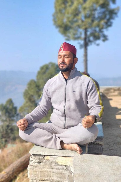 A devotee immersed in deep meditation, India