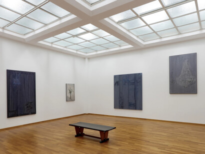 Michael Raedecker, material worlds, exhibition view. Courtesy of GRIMM Gallery