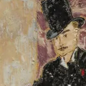 Raina Lee, Chez Tortoni after Manet (detail), 2026. Courtesy of Make Room Gallery