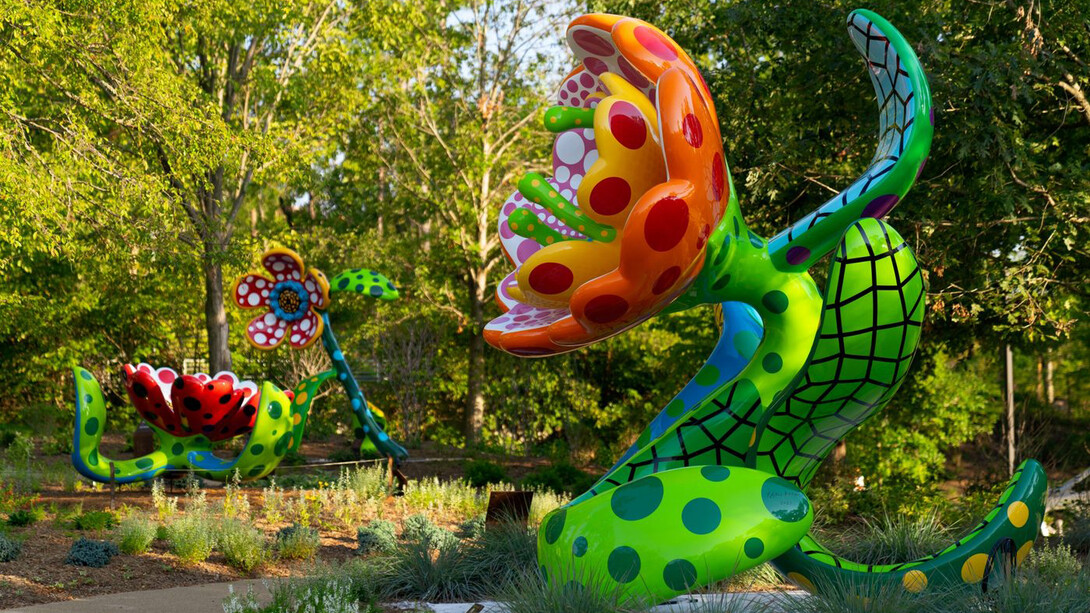Yayoi Kusama, Flowers, exhibition view. Courtesy of Crystal Bridges Museum of American Art
