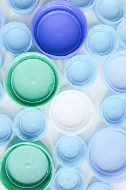 Recycled bottle caps. Economic sustainability will create a stable economy