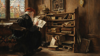 A scholar from the 16th century in his study, Max Gaisser