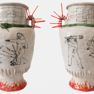 Dimitris Neveskiotis, There is no exit only collision, like it's the last-ditch, 2026. Courtesy of Kalfayan Galleries
