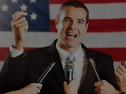 An irate politician passionately confronts the press during an interview, venting their displeasure and discontent