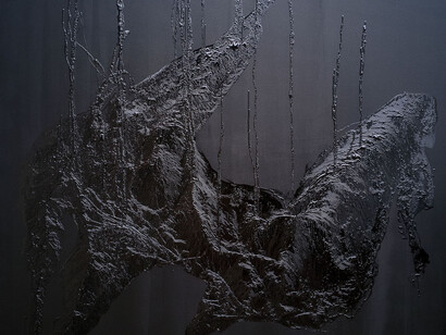 Raul Gabriel, Depo black #4, 2017. Bitume e acrilico su tela