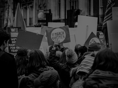 Demonstrators voicing their stance on women's rights and their quest for feminity