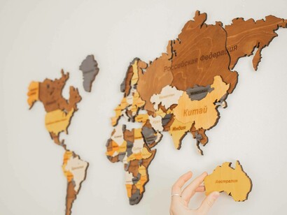 The wall map shows the countries near and far