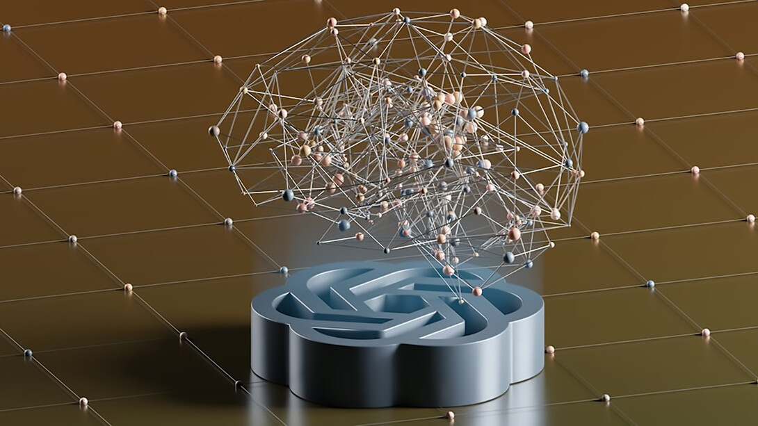A computer-generated image showcasing a laptop and network visualizations, illustrating concepts of neuromorphic computing, quantum computing, computational complexity, and multidimensional information scaling