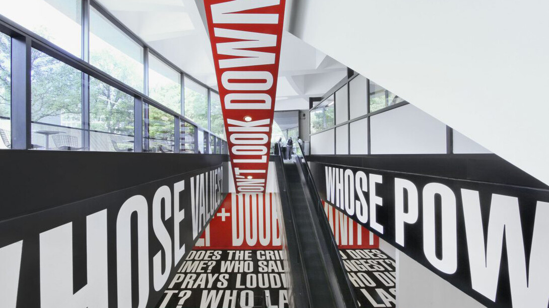 Barbara Kruger, Belief+doubt, exhibition view. Courtesy of Hirshhorn Museum and Sculpture Garden