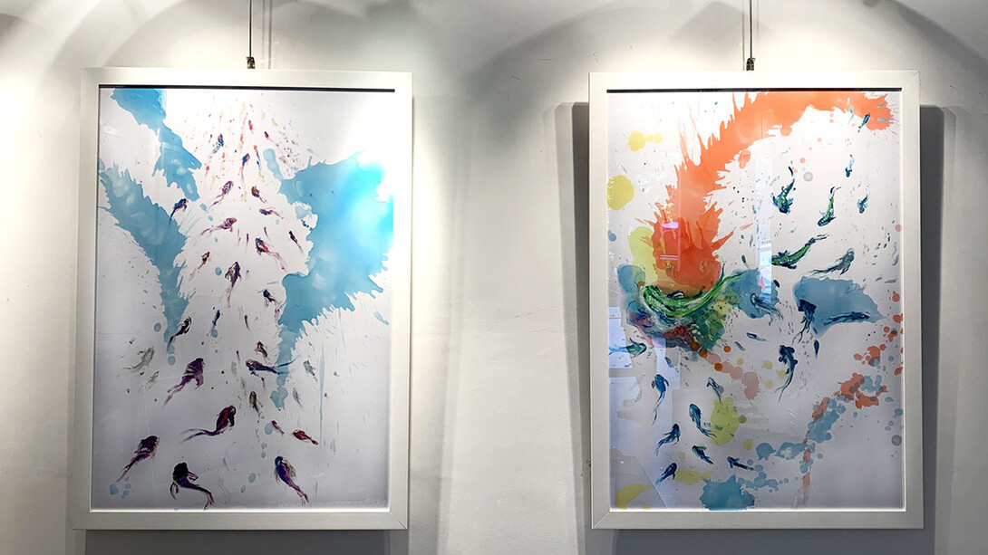 Installation of the works in the gallery