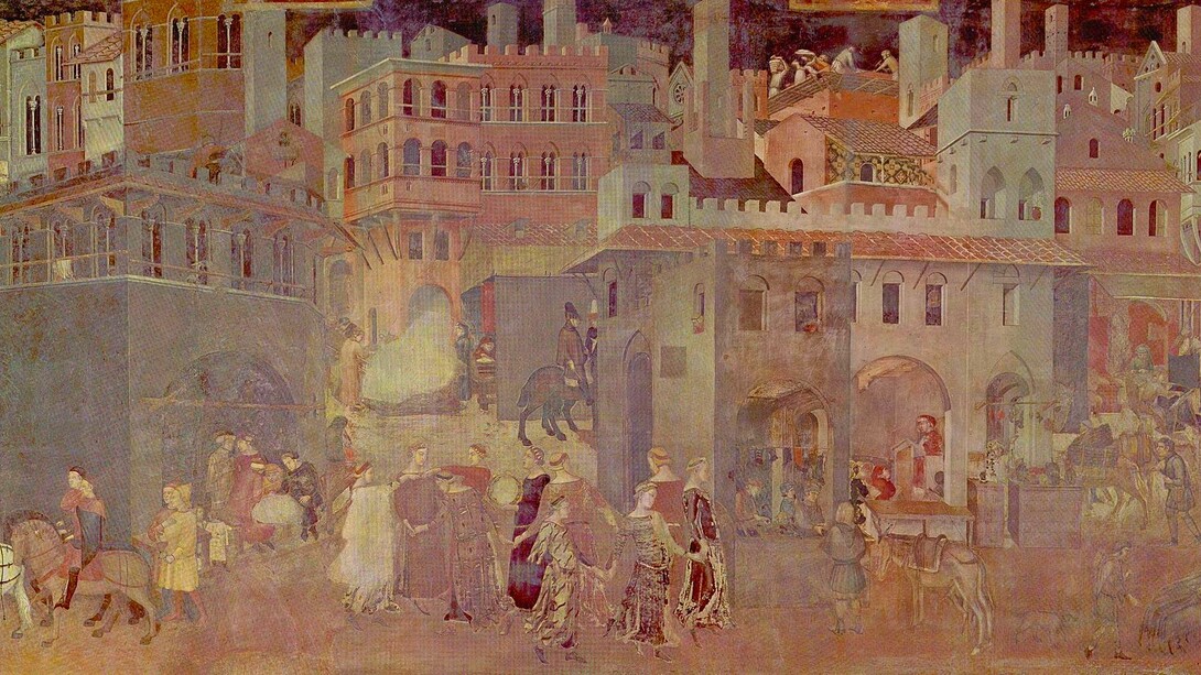 Alegoría de los efectos del buen gobierno en la ciudad (1338-1339), Ambrogio Lorenzetti