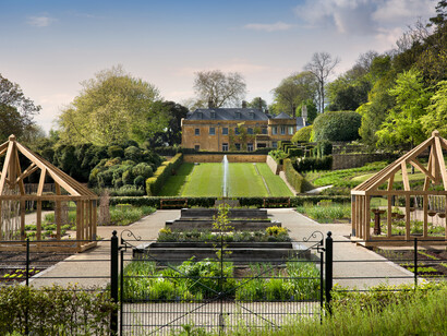 Produce garden: a vibrant and lush garden where fresh ingredients are grown, showcasing the commitment to farm-to-table dining at The Newt, United Kingdom
