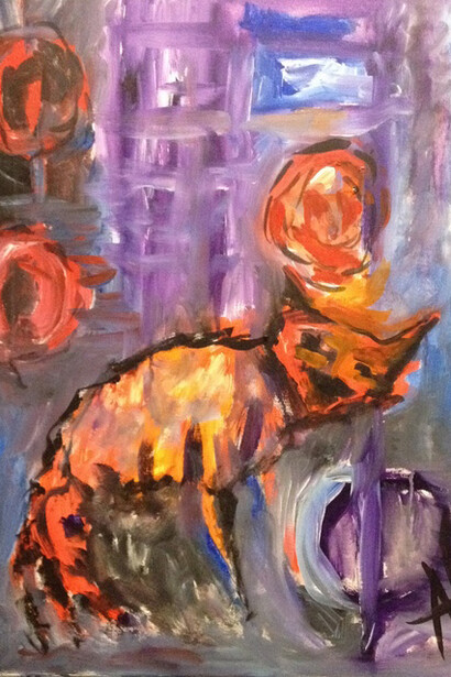 Natália Gromicho, London Fox, Acrylic on canvas, 80 x 60 x 4 cm