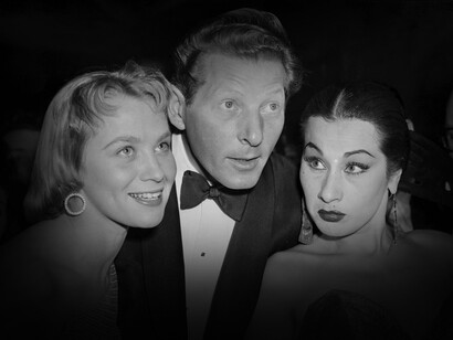 Mai Zetterling, Danny Kaye e Yma Súmac en un evento de Hollywood