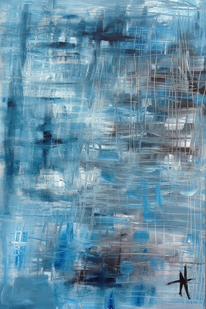 Natália Gromicho, Blue Sea, Acrylic on canvas, 150 x 100 x 4 cm