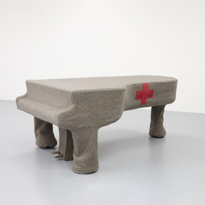 Homogenous Infiltration for Grand Piano/Infiltration homogen für Konzertflügel, by Joseph Beuys at the Pompidou Centre. Copyright the estate of the artist