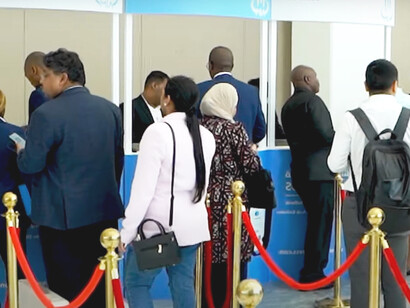 Visitors are gathering for the Investment Exhibition at AIM Congress 2024 in Abu Dhabi, UAE