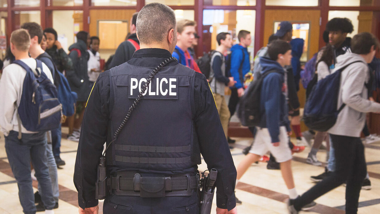Police officers are stationed at many schools in the USA