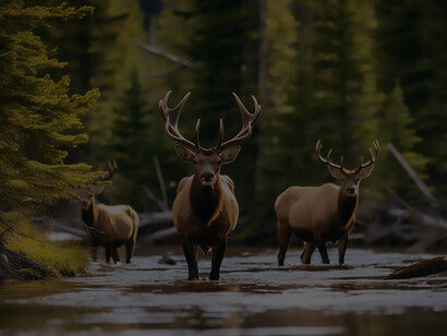 The untamed beauty of nature as elk roam freely across the vast, unspoiled landscape, a scene that captures the essence of the wild in its purest form