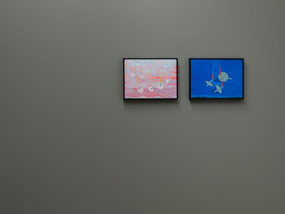 Joy Feasley, Her sadness makes her smile, exhibition view. Courtesy of Adams and Ollman Gallery