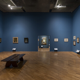 Ismael Nery, Armadilha moderna, vista da exposição. Cortesia da Pinacoteca