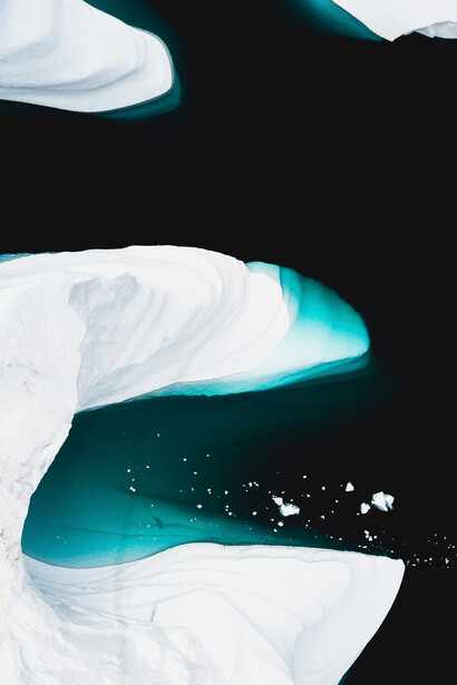 An aerial view of a glacier