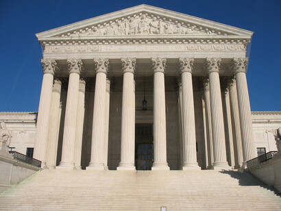 An imposing Supreme Court front facade, Washington DC
