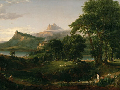 Thomas Cole, El Estadio Arcádico o Pastoral, segunda pintura de la serie La vida del Imperio, 1834