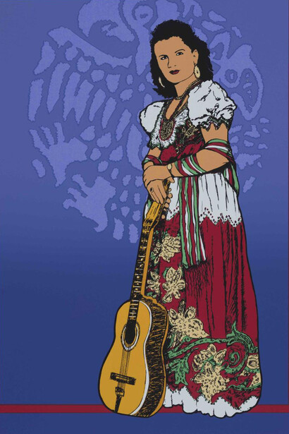 Ester Hernandez, Con cariño, Lydia Mendoza, 2001. Courtesy of Blanton Museum of Art