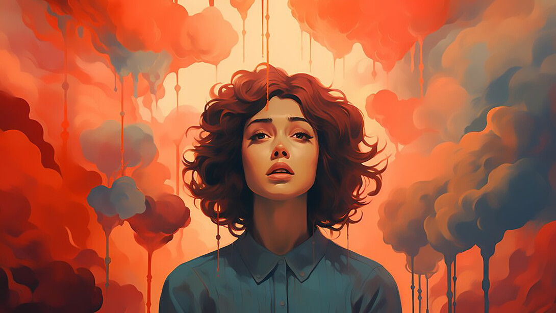 Painting of person suffering from mental illness