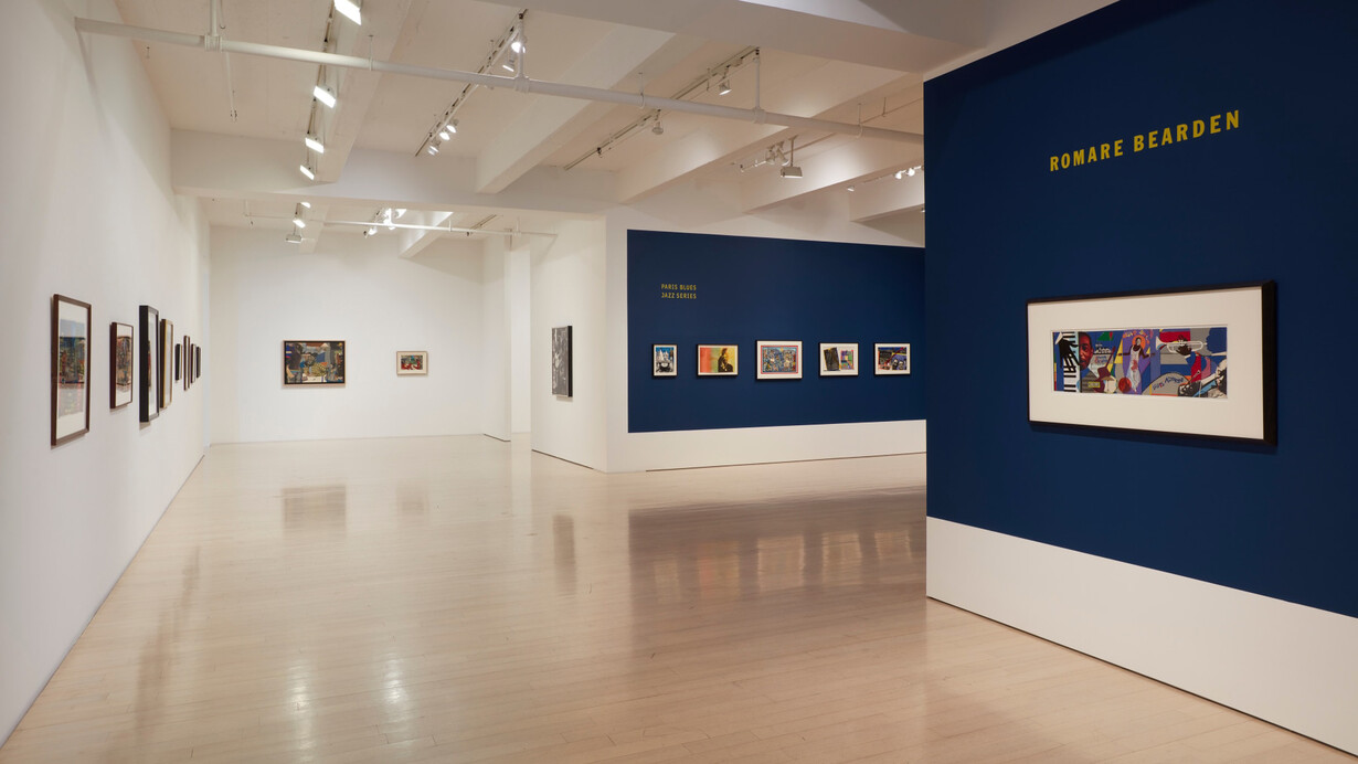 Romare Bearden, Paris blues/jazz and other works, exhibition view. Courtesy of DC Moore Gallery
