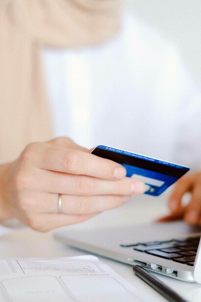 Woman makes an online purchase