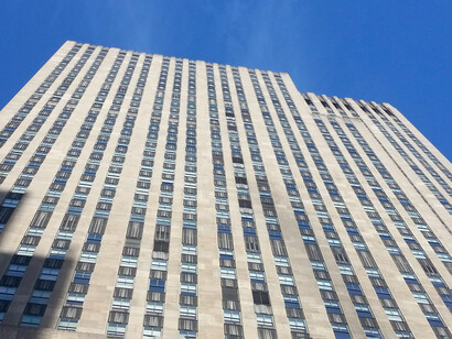 The imposing Rockefeller Center New York, testament to man's brutal power over nature, USA