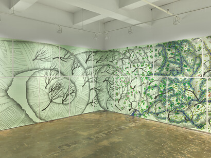 Mel Watkin, Revolving Cycle, exhibition view. Courtesy of A.I.R Gallery