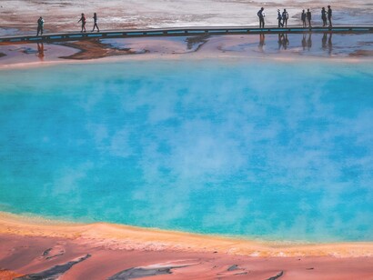 Image of the hot springs from the American park Yellowstone National Park, US