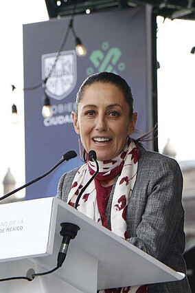 Die neue Präsidentin; Claudia Sheinbaum von der Partei MORENA (Movimiento de Regeneracion Nacional)