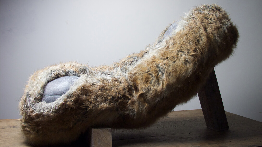 Melanie Cooper Pennington, Temporary Supports, 2017, Faux fur, foam, wood.