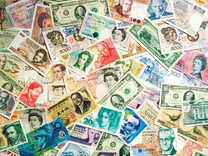Hundreds of notes of many countries
