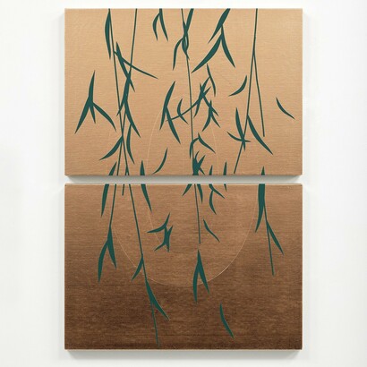 Darren Almond,
Senryū (autumn),
2024,
Copper and acrylic on linen,
90 x 63 cm | 35 7/16 x 24 13/16 in.
Photo: Peter Mallet. Courtesy White Cube