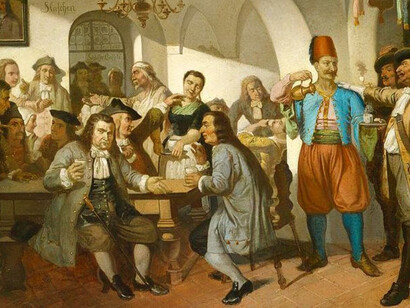 Jerzy Franciszek Kulczycki's first Viennese cafe, in 1684