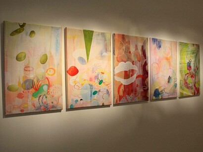 A series of paintings from the Silia Ka Tung exhibition "the mushroom at the end of the world" at the Saraceno Art Gallery in Rome