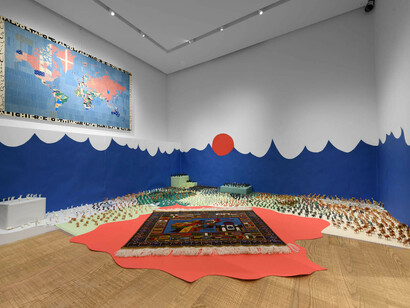 Alighiero Boetti, Cabinet de curiosités, exhibition view. Courtesy of Tornabuoni Arte