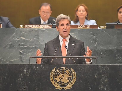 UN Paris Agreement Entry into Force event sees U.S. Secretary of State John Kerry participating at the United Nations in New York City, New York, on September 21, 2016